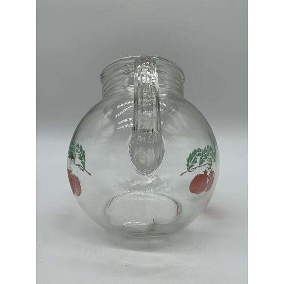 Vintage Tomato Tilted Glass Juice Pitcher Ice Lip 4 4 Oz Juice Glasses Read - Picture 5 of 8